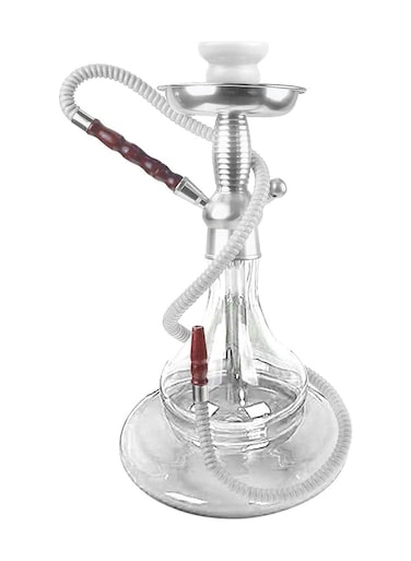 Portable Hookah Stem Kit - Universal Hookah Shisha Set with Ceramic Bowl, Pipe, Coal Clamp - Fits Most Plastic, Glass, Wine &amp; Champagne Bottles - Compact White
