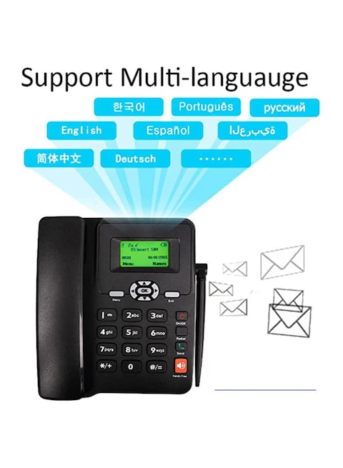 Landline Telephone with FM Radio and GSM Support  SIM Card Slot Caller ID Hands-Free Function, Quadband, SMS Compatible Cordless Phone for Home Hotel Office
