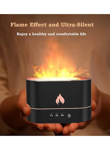 180ml Essential Oil Diffuser with Flame Effect - Aromatherapy Diffuser with 2-Color LED Lights, Quiet Portable Humidifier with Auto Shut-Off for Bedroom, Office
