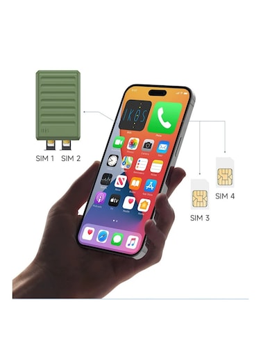 محول IKOS K7 ثنائي الشريحة بتقنية البلوتوث لأجهزة iPhone وiPad وiPod – يدعم شبكات الجيل الرابع، وبطاقتي SIM نشطتين للمكالمات والبيانات والإنترنت والرسائل القصيرة – متوافق مع أجهزة iOS