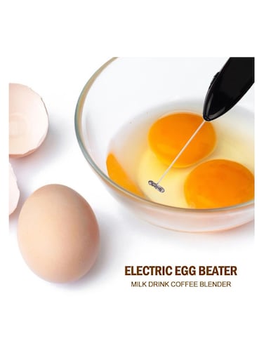 Handheld Electric Egg Beater and Milk Frother, Portable Battery-Operated Foam Maker for Lattes, Cappuccinos, Drinks, and Egg Beating, Stainless Steel Whisk Mixer
