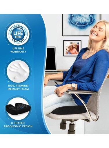 Buy Memory Foam Seat Cushion and Lumbar Support Pillow for Office