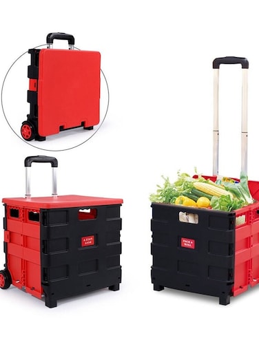 Foldable Utility Cart Rolling Crate &ndash; Heavy Duty 177 lbs Capacity, 4-Wheel Shopping &amp; Grocery Trolley Dolly, Silent 360&deg; Rotate Wheels, Portable Storage for Travel
