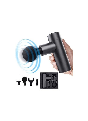 Mini Handheld Portable Massage Gun &ndash; Deep Tissue Fascia Gun, 4 Gear Adjustable, 4 Massage Heads, Super Quiet Muscle Relaxation for Neck Back Arm Leg