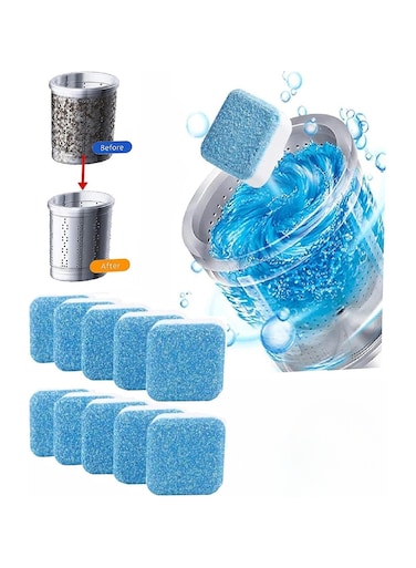 أقراص التنظيف العميق للغسالة – ​​مسحوق تنظيف الحوض لإزالة الترسبات الجيرية للغسالات ذات التحميل الأمامي والعلوي، يزيل بقع الطبل والبقايا والروائح – غسالة فعالة