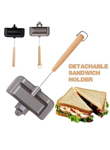 Double-Sided Non-Stick Sandwich Pan - Foldable Grill &amp; Frying Pan for Bread, Toast, Pancakes, and Breakfast Recipes  Versatile Portable Breakfast Maker