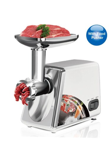 2L Stainless Steel Meat Grinder Mixer  Compact Kitchen Appliance for Efficient Meat Processing, 4 Stainless Steel Blades 2 Speeds Multi-Purpose Food Processor
