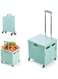 Compact Foldable Plastic Trolley with Storage Box, Multi-Functional Shopping Cart, Space-Saving Design for Groceries, Office Supplies, Travel, and Outdoor Use
