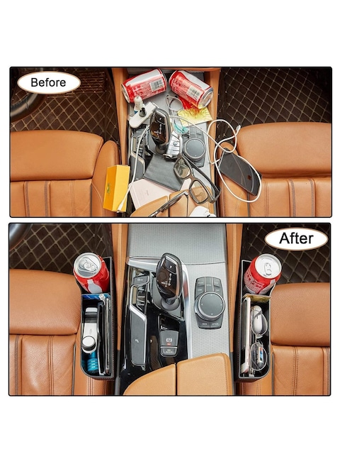 2-Pack Car Seat Gap Filler Organizer with Cup Holder &ndash; Side Pocket Console Storage for Phones, Keys, Wallets, Sunglasses, Coins &amp; Cards &ndash; Car Interior Organizer
