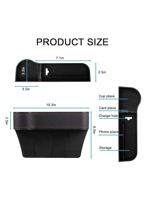 2-Pack Car Seat Gap Filler Organizer with Cup Holder &ndash; Side Pocket Console Storage for Phones, Keys, Wallets, Sunglasses, Coins &amp; Cards &ndash; Car Interior Organizer
