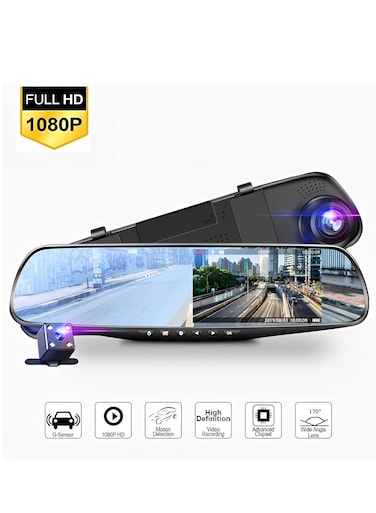 4.19" FHD 1080P Rear View Mirror Dash Cam   Dual Front &amp; Rear Lens   Parking Assistance, Loop Recording, Night Vision, G-Sensor Wide-Angle Car Mirror Recorder
