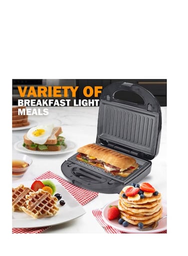 ماكينة صنع الوافل والسندويشات بقوة 750 واط - ماكينة صنع الوافل الكهربائية عالية الطاقة مع ألواح غير لاصقة قابلة للإزالة وتصميم مقبض، قابس الاتحاد الأوروبي مثالي للإفطار والوجبات الخفيفة