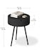 Modern Round End Table with Storage   Stylish Black Side Table for Small Spaces, Bedroom, &amp; Living Room   Nightstand with Storage for Minimalist Decor
