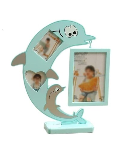 إطار صور مستطيل إبداعي على شكل دولفين لسطح المكتب لغرفة النوم أو غرفة المعيشة أو الدراسة، إطار عرض صور بلاستيكي أزرق للصور مقاس 4 × 6