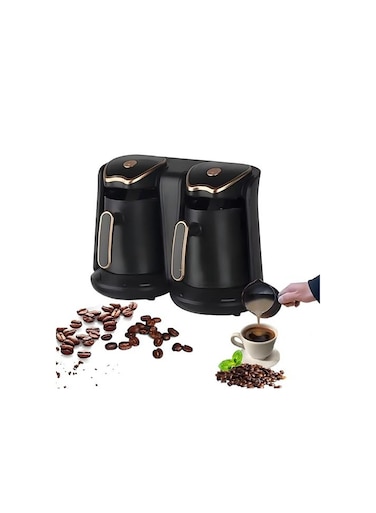 Double Automatic Turkish Coffee Maker Machine Dual 600W Heating Elements Programmable 10-Cup Coffee Brewing System for Authentic Turkish Coffee
