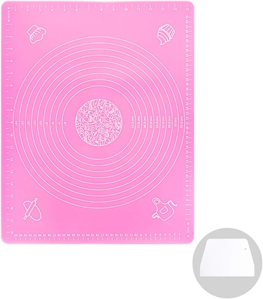 وسادة عجن من السيليكون مع قياسات - حصيرة معجنات غير لاصقة وغير قابلة للانزلاق وقابلة لإعادة الاستخدام لصنع البيتزا والخبز وعجينة البسكويت والمعجنات - خالية من مادة BPA