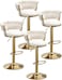 مجموعة من 4 كراسي بار مخملية   كرسي بار قابل للتعديل بارتفاع قابل للدوران مع ظهر منسوج وقاعدة ذهبية   كراسي بار حديثة للمطبخ لجزيرة المطبخ والمقهى والحانة والمنزل