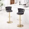 Velvet Barstool Set of 2  Woven 360&deg; Swivel Counter Height Bar Stools with Gold Metal Legs  Modern Adjustable Dining Chairs with Back and Footrest for Kitchen, Dining
