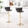 Velvet Barstool Set of 2  Woven 360&deg; Swivel Counter Height Bar Stools with Gold Metal Legs  Modern Adjustable Dining Chairs with Back and Footrest for Kitchen, Dining
