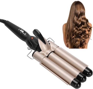 Electric Hair Curler - 3 Barrel 25mm Hair Waver Curling Iron Wand, Tourmaline Ceramic Hair Crimper with Fast Heating, Bubble Curl Styling Tool for Long Hair Beach Waves 
