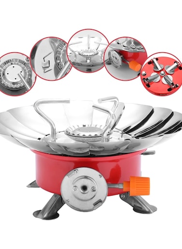 Portable Propane Camping Stove - Folding Windproof Outdoor Gas Cooker for Hiking, Picnics, Home Brewing &amp; Sauce Making, Compact Round Cooking Equipment
