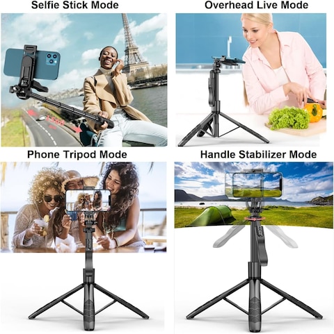 Mini Flexible Phone Tripod Stand with 60&quot; Selfie Stick Tripod Stabilizer - Portable Phone and Camera Stand for iPhone &amp; Android, Vlogging, Video Recording
