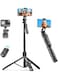 حامل ثلاثي القوائم مرن صغير للهاتف مع عصا سيلفي مقاس 60 بوصة - حامل محمول للهاتف والكاميرا لأجهزة iPhone وAndroid، والتدوين بالفيديو، وتسجيل الفيديو