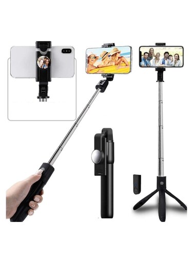 Selfie Stick with Wireless Remote and Built-In Tripod - Adjustable Phone Stand for iPhone &amp; Android, Portable Lightweight Selfie Stick with Extendable Design