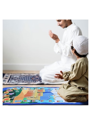 سجادة صلاة إسلامية ذكية قابلة للطي - سجادة صلاة إسلامية إلكترونية مع دليل خطوات العبادة، سجادة تعليم الموسيقى الناطقة للأطفال والصغار
