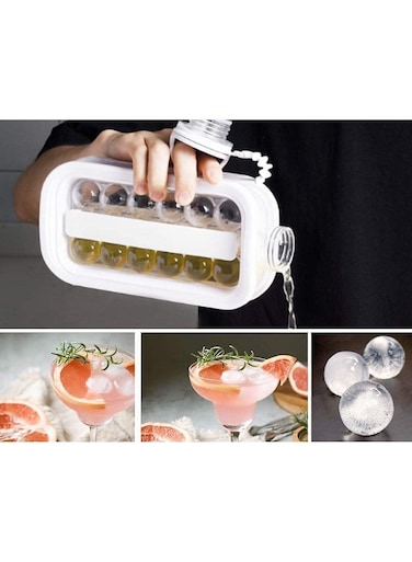 2-in-1 Portable Silicone Ice Ball Maker Mold - BPA-Free Ice Cube Tray with 17 Grids, TikTok Trending Ice Trays for Freezer, Cocktail, Coffee, Whiskey, Beer, Juice, and Water
