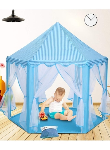Big Princess Castle Theme Tent House for Kids &ndash; Indoor &amp; Outdoor Playhouse (Blue, Lights &amp; Balls Not Included)   Portable &amp; Easy-to-Assemble Play Tent for Girls  Boys
