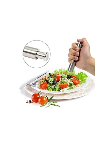 Premium Stainless Steel Salt and Pepper Grinder Set &ndash; Glass Body Thumb Presser Mill Shakers with Adjustable Coarseness, Tall Salt and Pepper Mills