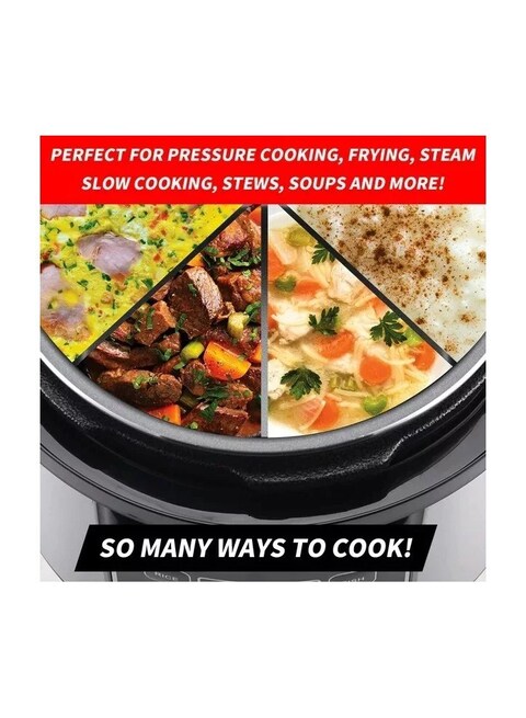 Pressure Cooker 1000W, 6L, 14 Smart Cooking Programs, Digital Display &amp; Manual Function for Personalized Recipes, Safety Features, PCM60.000SS - Silver
