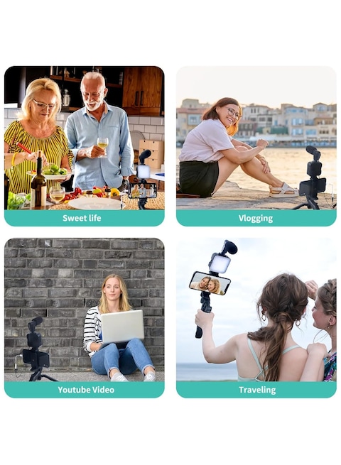 LED Video Light Kit with Microphone and Tripod &ndash; Complete Vlogging Kit for Phone, Camera, Video Recording, and Photography &ndash; Fill Light Accessories