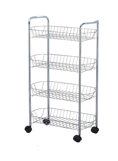 4-Layer Vegetable Trolley Silver 4Liters