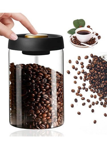 Storage Container, Vacuum Sealing for Jars, Glass Kitchen Storage Jars, Coffee Jars with Airtight Lid for Coffee Beans &amp; Grounds, Tea, Sugar, Nuts, Spices