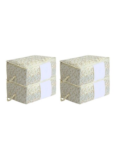 4-Piece Non-Woven Underbed Storage Bag Set Beige 64x32x47cm