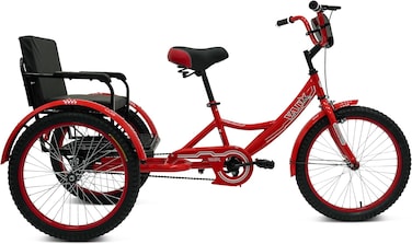 دراجة ثلاثية العجلات Vaux مقاس 12/16/20 بوصة - تصميم مقعد مريح، سرعة واحدة، هيكل فولاذي قوي، مقعد قابل للتعديل، غطاء سلسلة، مُجمّعة بالكامل