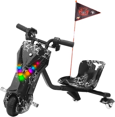 Coolbaby Mini 36V Electric Drifting Scooter with Bluetooth Music and Lights 360 Degree 3 Wheel Drifting Scooter Adjustable Telescopic Length-Dp3S