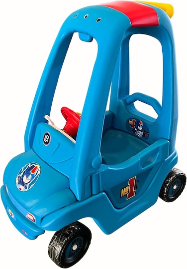 سيارة ركوب الأطفال Lovely Baby Lb 786 Cozy Coupe للأطفال الصغار مع توجيه موسيقي، وعجلات دوارة 360 درجة، ومقبض دفع - للأعمار من 1 إلى 4 سنوات (مجمعة بالكامل، لون أزرق)