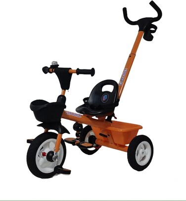 Lovely Baby Kids Tricycle Lb 475H For Toddlers 1-3, Baby Balance Bike with Pedal Conversion, Steel Frame, Parent Push Handle, Lightweight 4.3Kg Trike For Boys and Girls, Fully AssembLED (Orange)