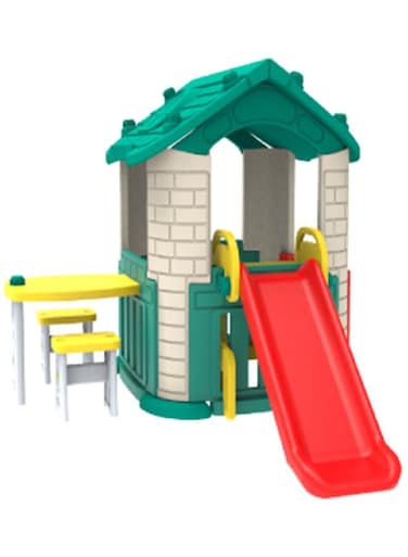 Happy Play House with Slide &amp; Table and Chair Green CHD-805