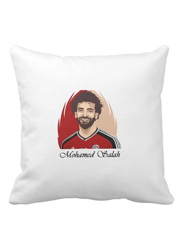 Piece Mohamed Salah Printed Pillow White/Red/Black 40x40centimeter