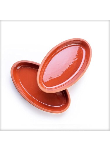Luksyol Small Oval Pots For Cooking, Pan for Mexican Indian Korean Dishes, Handmade Cookware, Clay Pot For Oven, Terracotta Pot, Clay Pot For Cooking, Clay Pan For Cooking, Clay Oven Pot Set 2 Pcs,