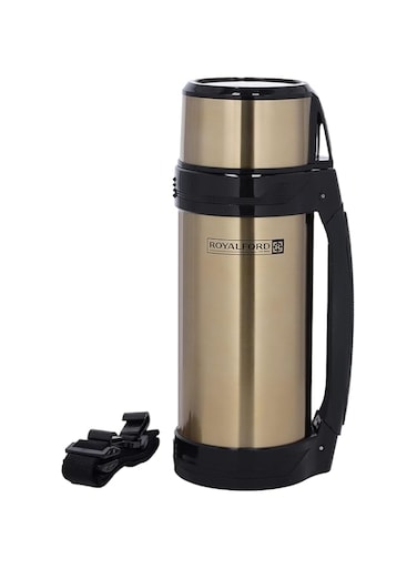 Royalford Travel Vacuum Bottle, 1L Capacity, RF10493 Stainless Steel Bottle Double Wall Insulation Keeps Drink Hot Or Cold For Hours Thermos &amp; Beverages