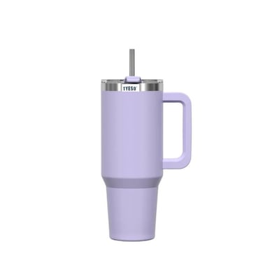 TYESO 30oz Tumbler with Handle and Straw Lid, Insulated Stainless Steel Double Walled Vacuum Water Bottle for Office, Home, Sport or Car, Travel Mug for Hot and Cold   Adventure Collection (Purple)
