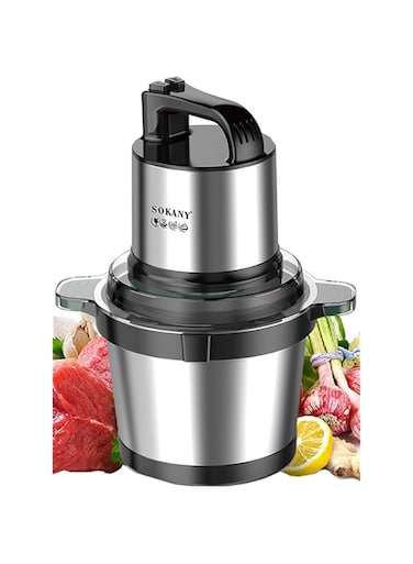 SOKANY 800W Electric Food Chopper, 4L Robust Stainless Steel Bowl Mince and Blend Vegetables, Fruits, Nuts, Meats, Stainless Steel Blade(SK-7028, 800W, 4L)