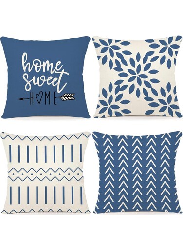 Pillow Covers 45x45cm Set of 4, Modern Sofa Throw Pillow Cover, Decorative Outdoor Linen Fabric Pillow Case for Couch Bed Car&iuml;&frac14;&OElig;Light Blue