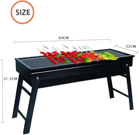 Portable Barbecue Grill, Charcoal Grill, Foldable Outdoor/Household/Camping BBQ Equipment, Stainless Steel Oven(Black)
