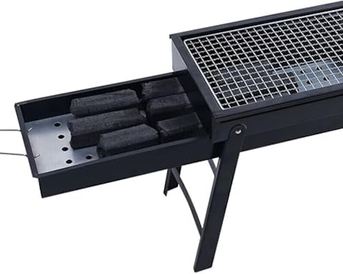 Portable Barbecue Grill, Charcoal Grill, Foldable Outdoor/Household/Camping BBQ Equipment, Stainless Steel Oven(Black)